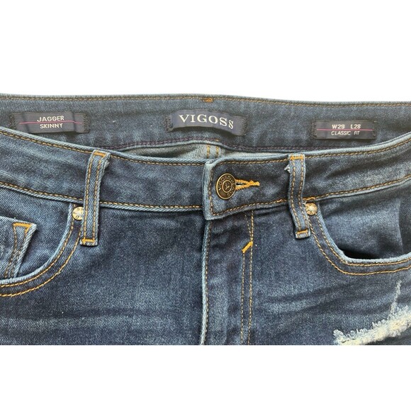 Vigoss Jagger Skinny Jeans Womens Size 29 x 28 Dark Wash Distressed Denim - Picture 2 of 6